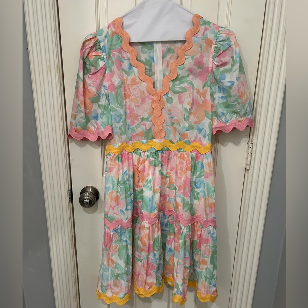Floral Dress with Pink and Yellow Accents